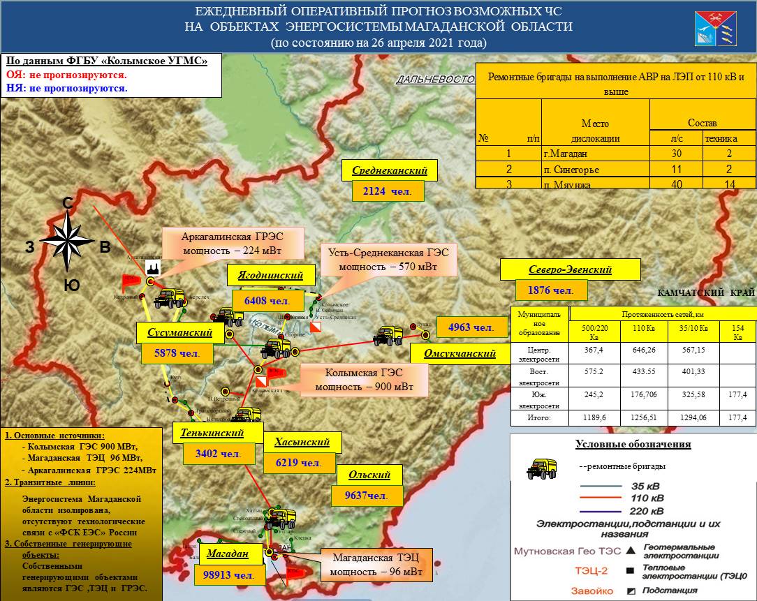 Оперативный прогноз возникновения и развития чрезвычайных ситуаций на  территории Магаданской области на 26 апреля 2021 года - Оперативная  информация - Главное управление МЧС России по Магаданской области